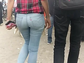 Sexy Indian round ass doll walking in public